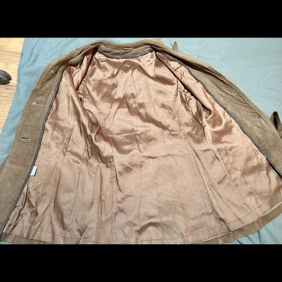 New England Sportswear Suede Leather Coat mid thigh length, zippered inner liner - Picture 3 of 12